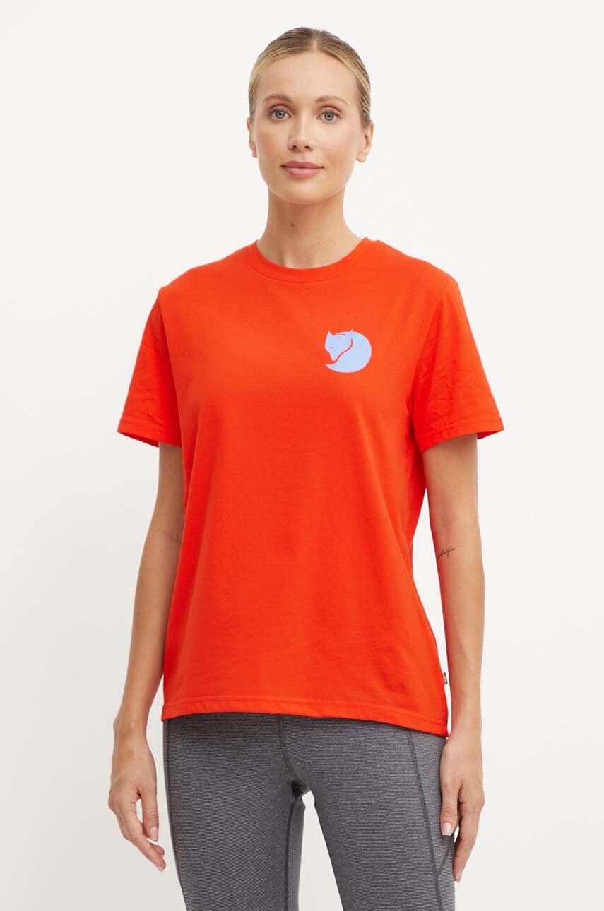 Fjallraven tricou Fox Boxy Logo femei, culoarea portocaliu, F87153 Fjallraven tricou Fox Boxy Logo femei, culoarea portocaliu, F87153