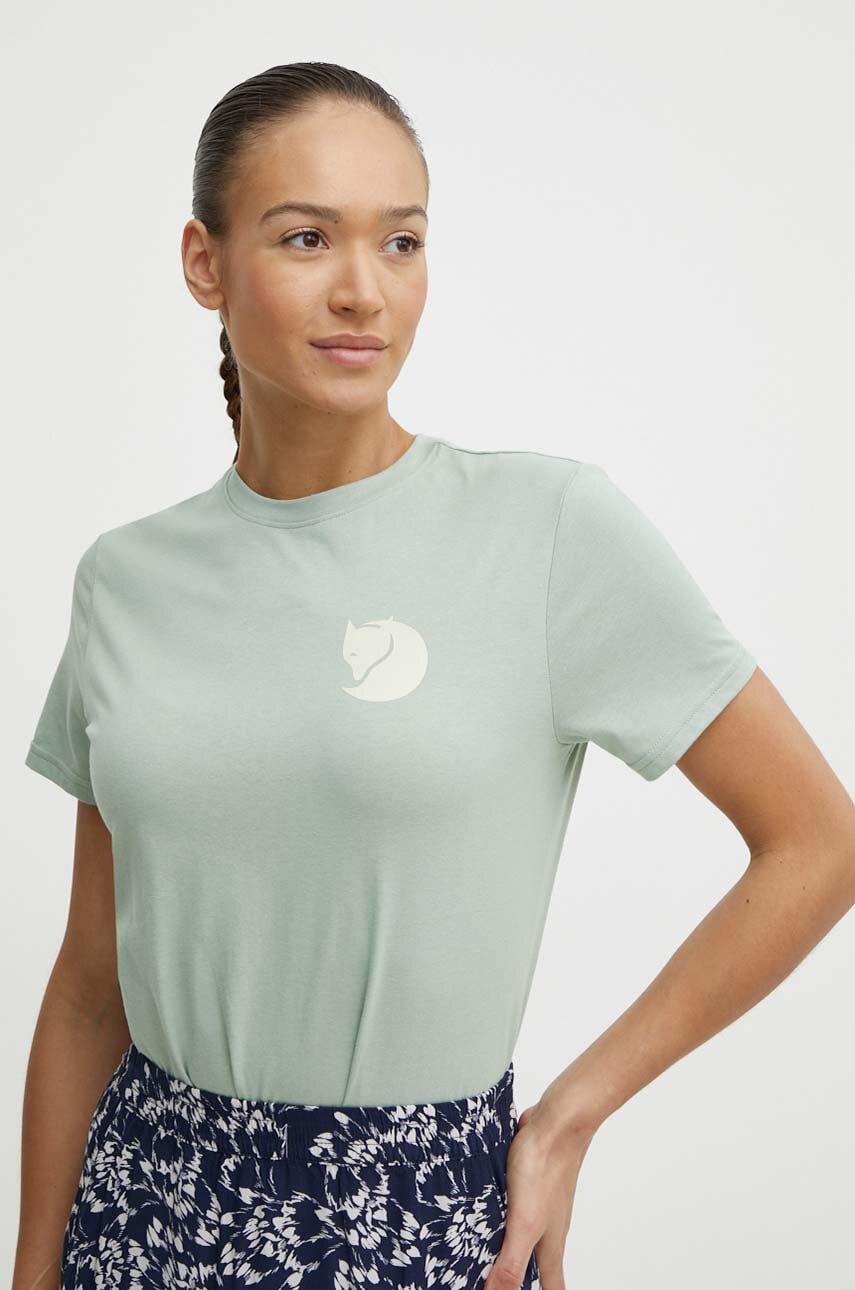 Fjallraven tricou Fox Boxy Logo femei, culoarea verde, F87153