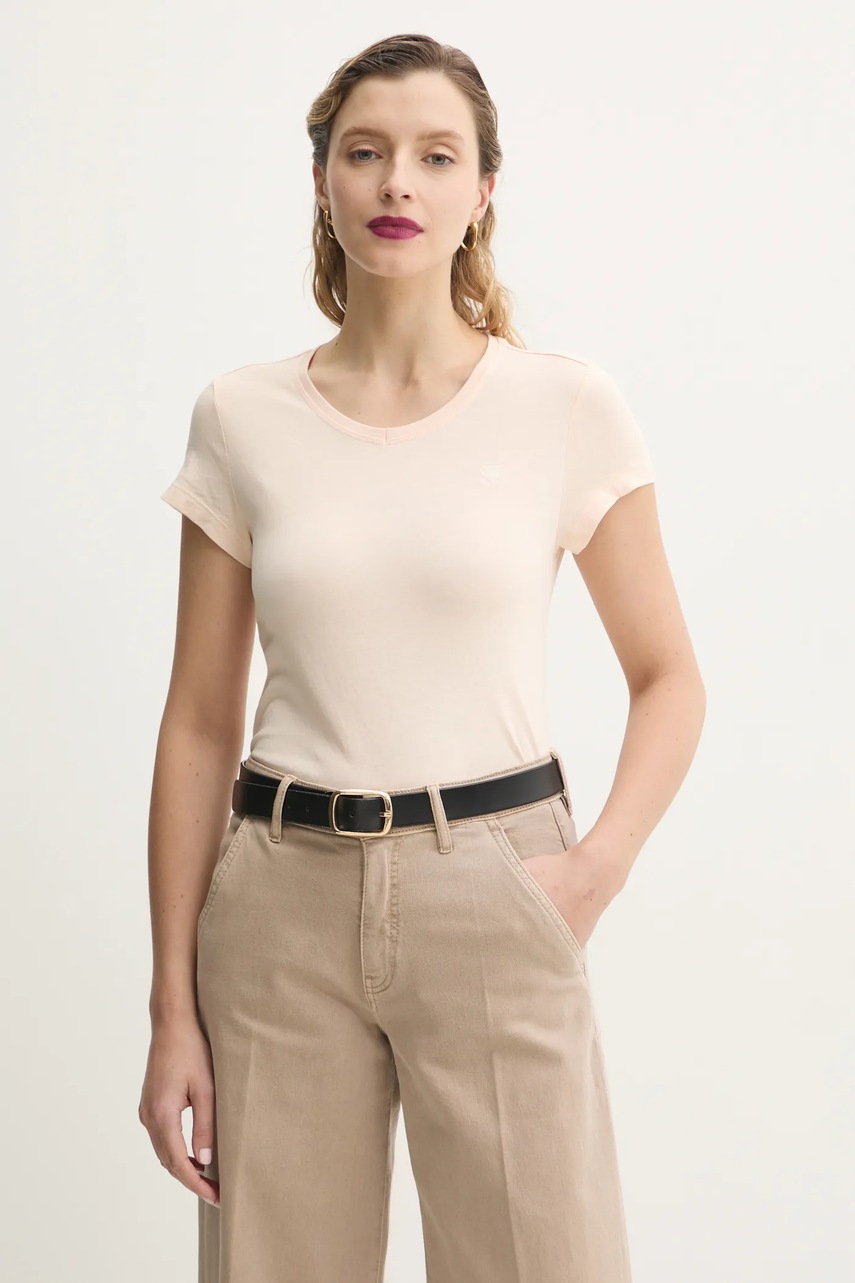 Βαμβακερό μπλουζάκι G-Star Raw χρώμα: μπεζ, D24533-4107 φωτογραφία