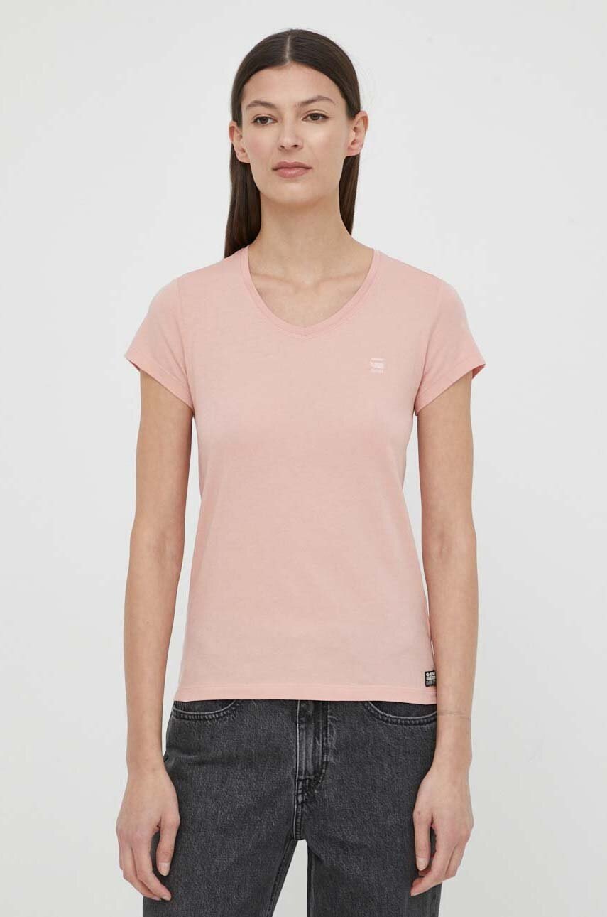 Βαμβακερό μπλουζάκι G-Star Raw χρώμα: ροζ, D24533-4107 φωτογραφία