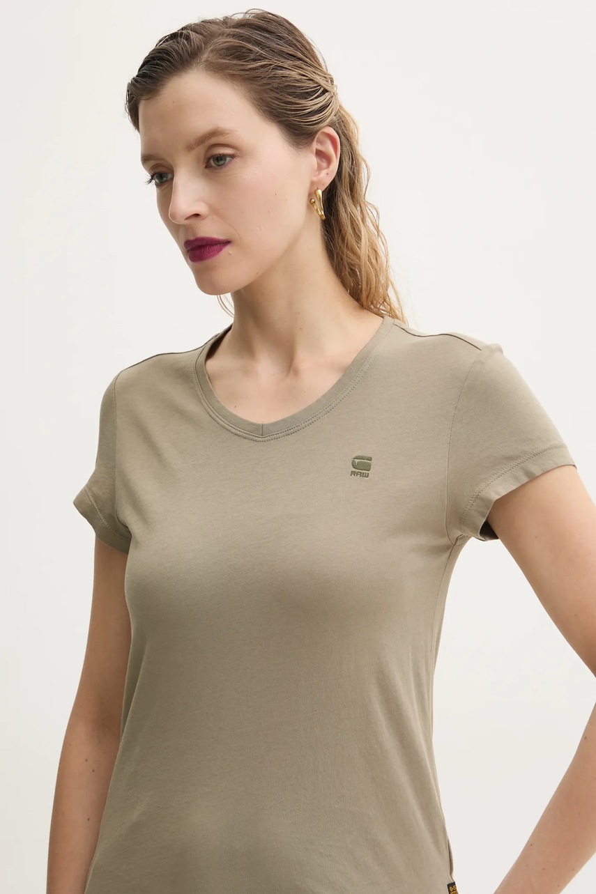 Βαμβακερό μπλουζάκι G-Star Raw χρώμα: πράσινο, D24533-4107 φωτογραφία