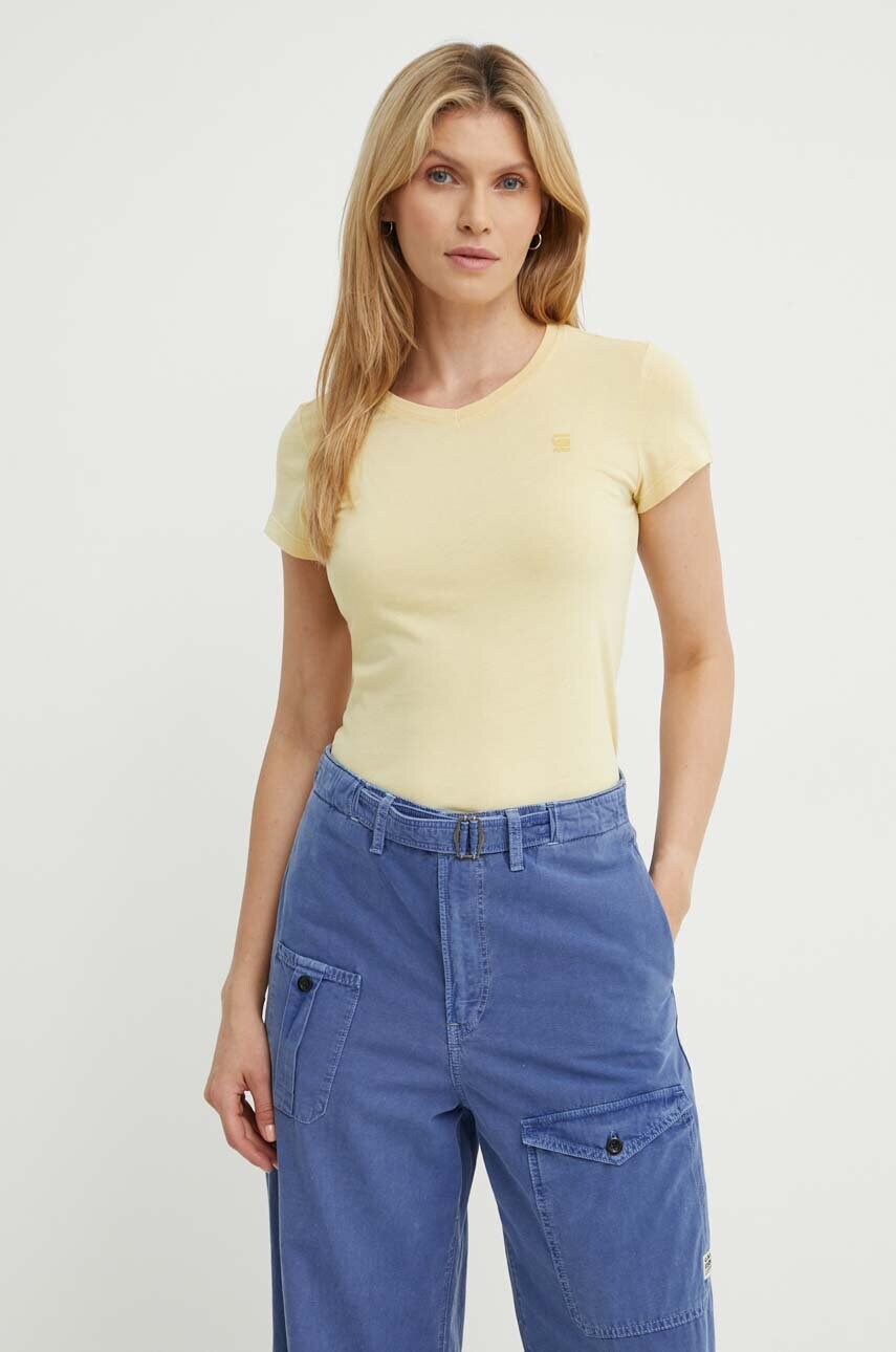 G-Star Raw tricou din bumbac femei, culoarea galben