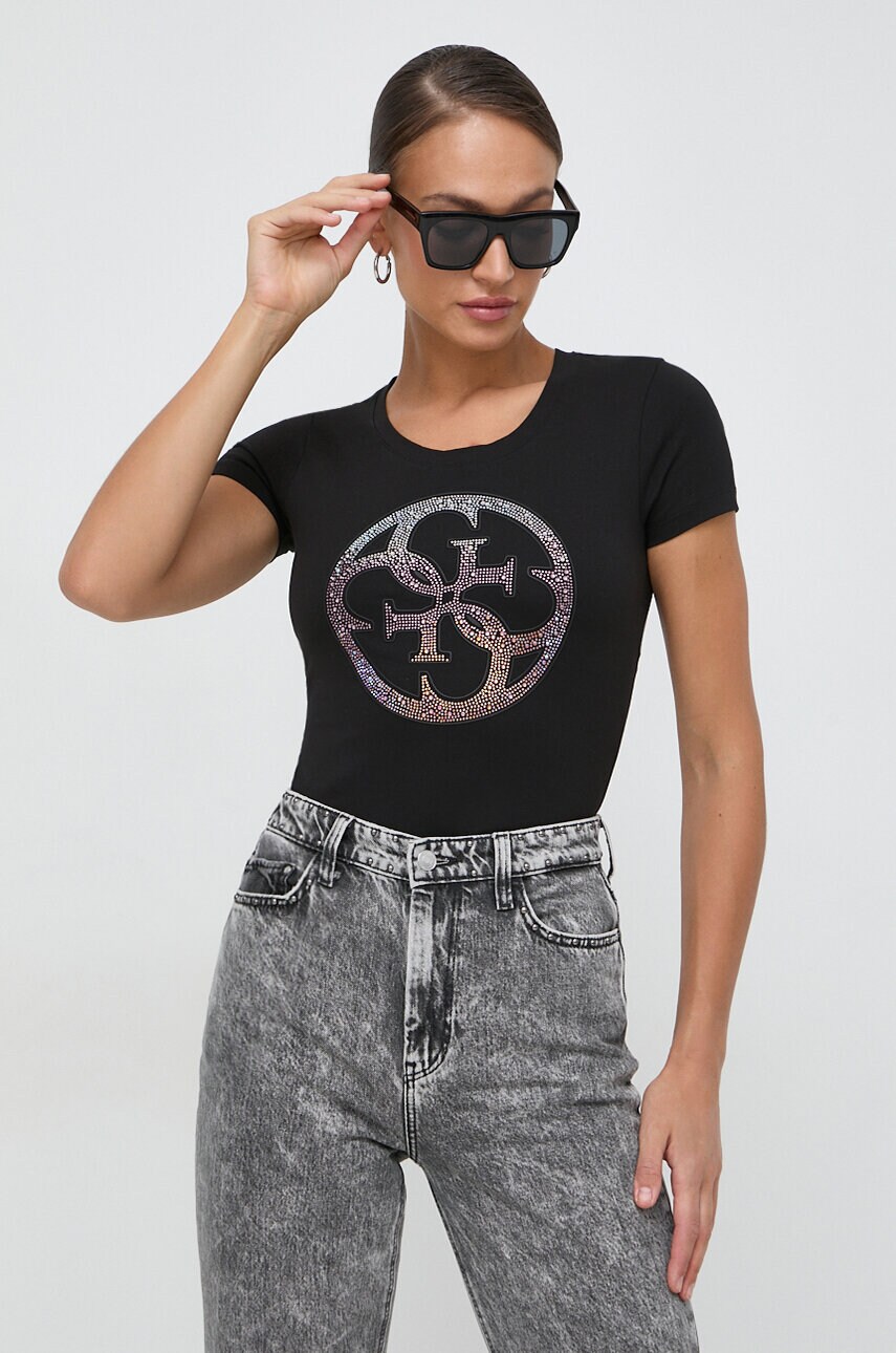 

Тениска Guess в черно W4GI29 J1314, Черен