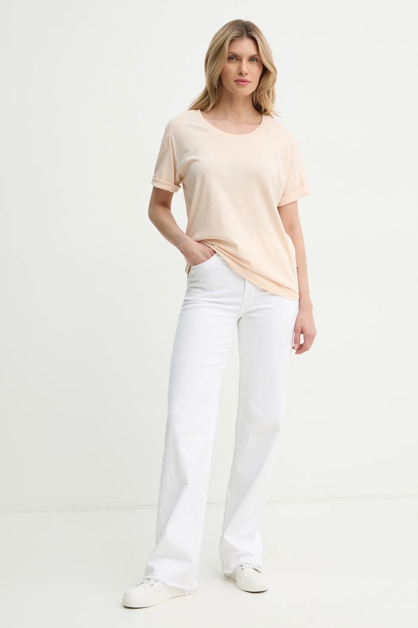 Хлопковая футболка G-Star женский цвет бежевый Хлопковая футболка G-Star женский цвет бежевый