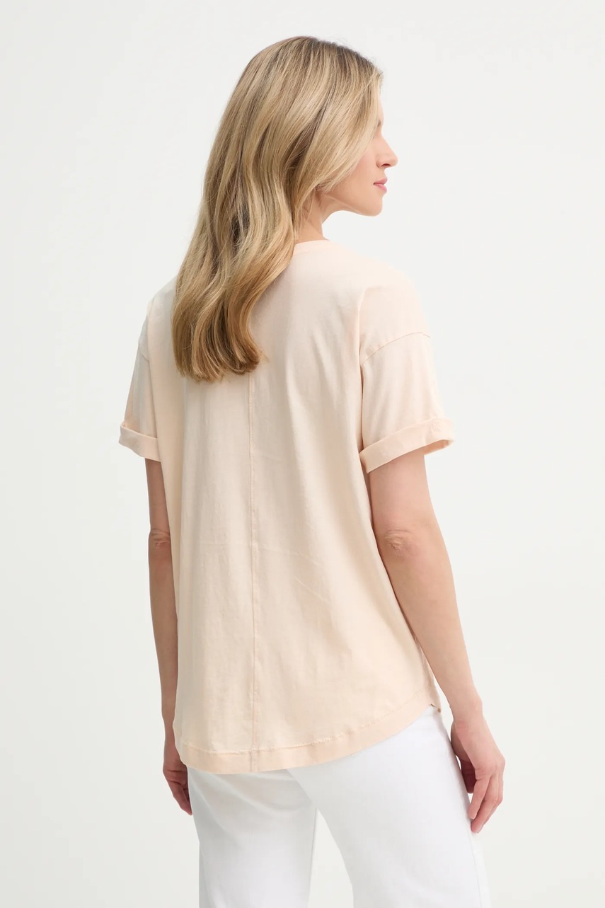 Βαμβακερό μπλουζάκι G-Star γυναικεία, χρώμα: μπεζ φωτογραφία