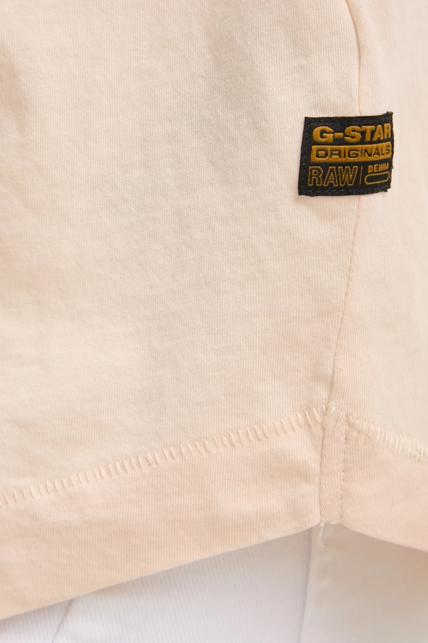 Βαμβακερό μπλουζάκι G-Star γυναικεία, χρώμα: μπεζ φωτογραφία
