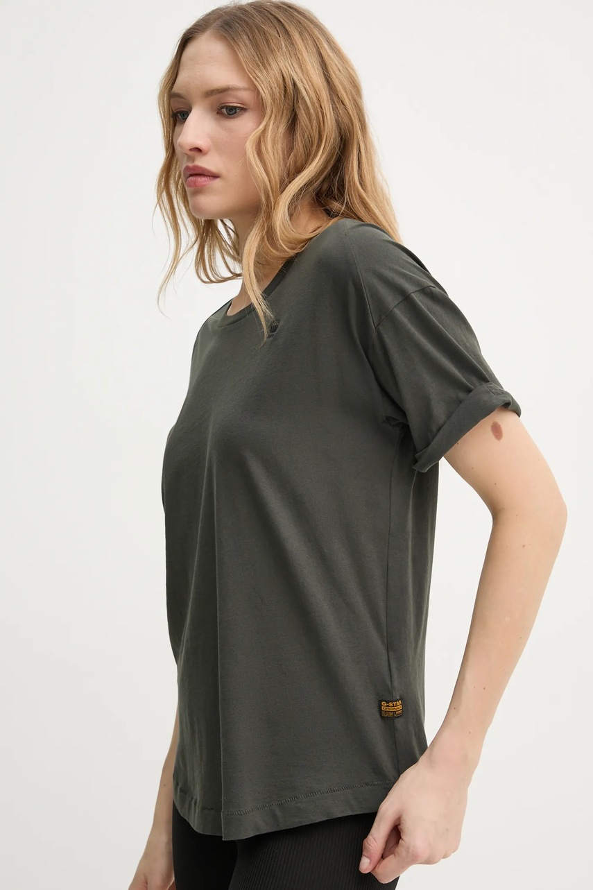 Βαμβακερό μπλουζάκι G-Star γυναικεία, χρώμα: γκρι φωτογραφία