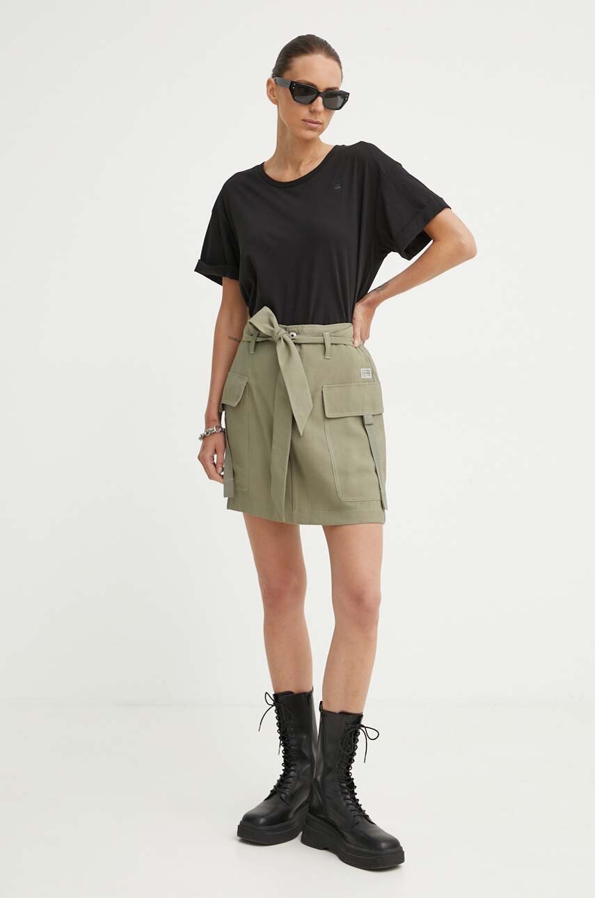 Βαμβακερό μπλουζάκι G-Star γυναικεία, χρώμα: μαύρο φωτογραφία