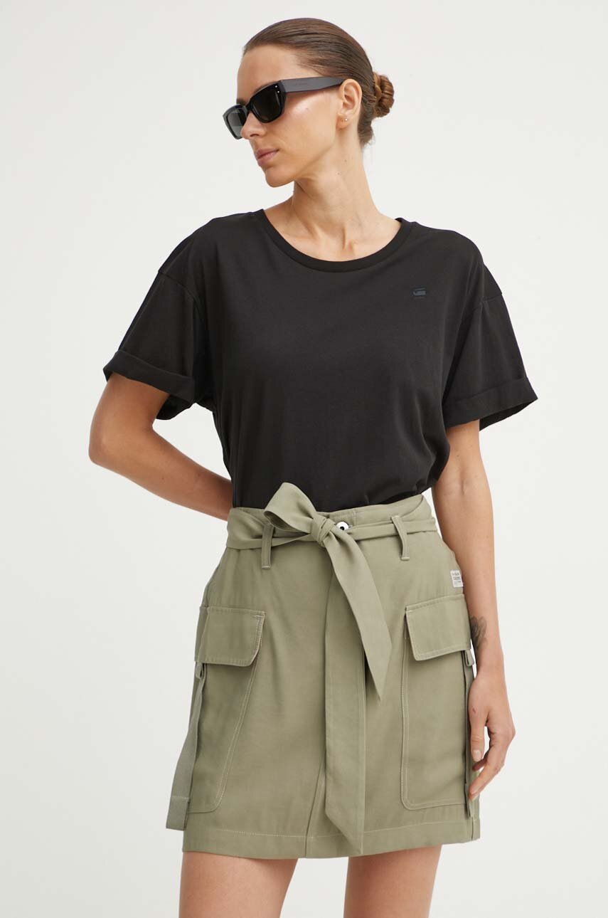 Βαμβακερό μπλουζάκι G-Star γυναικεία, χρώμα: μαύρο φωτογραφία