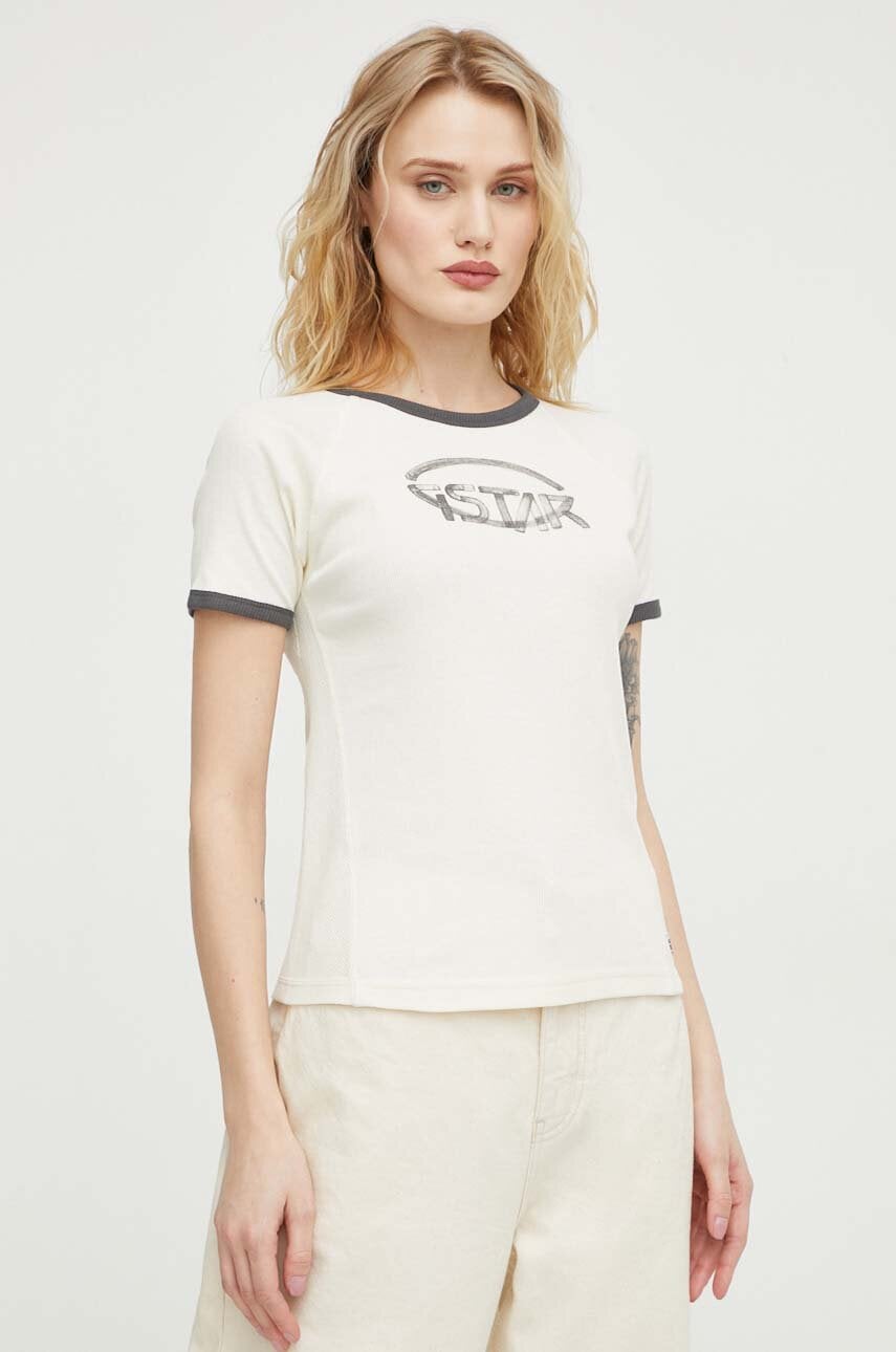 G-Star tricou din bumbac femei, culoarea bej