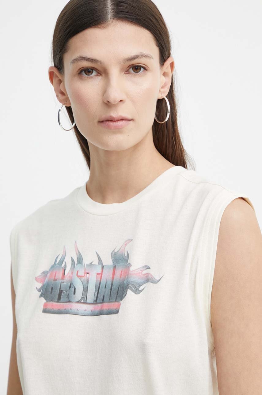 G-Star top din bumbac culoarea bej