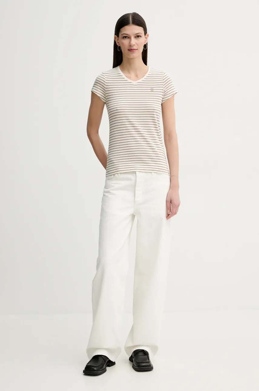 Хлопковая футболка G-Star женский цвет зелёный Хлопковая футболка G-Star женский цвет зелёный