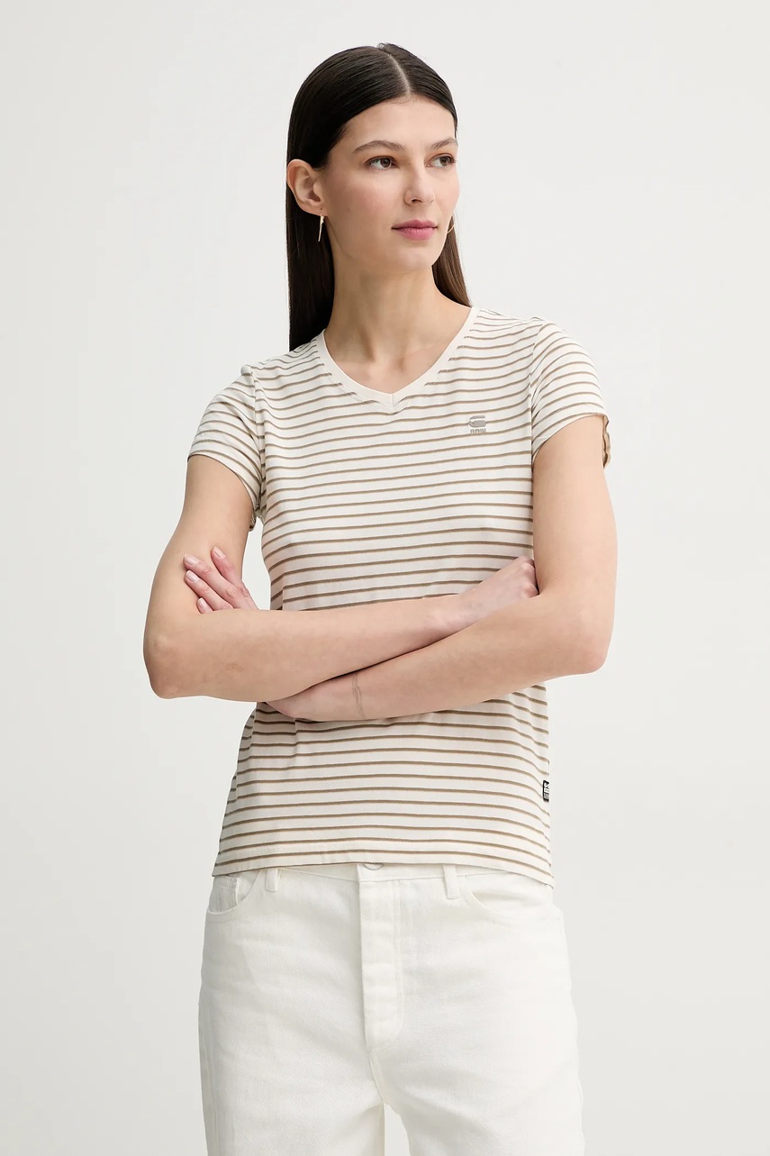 Βαμβακερό μπλουζάκι G-Star γυναικεία, χρώμα: πράσινο φωτογραφία