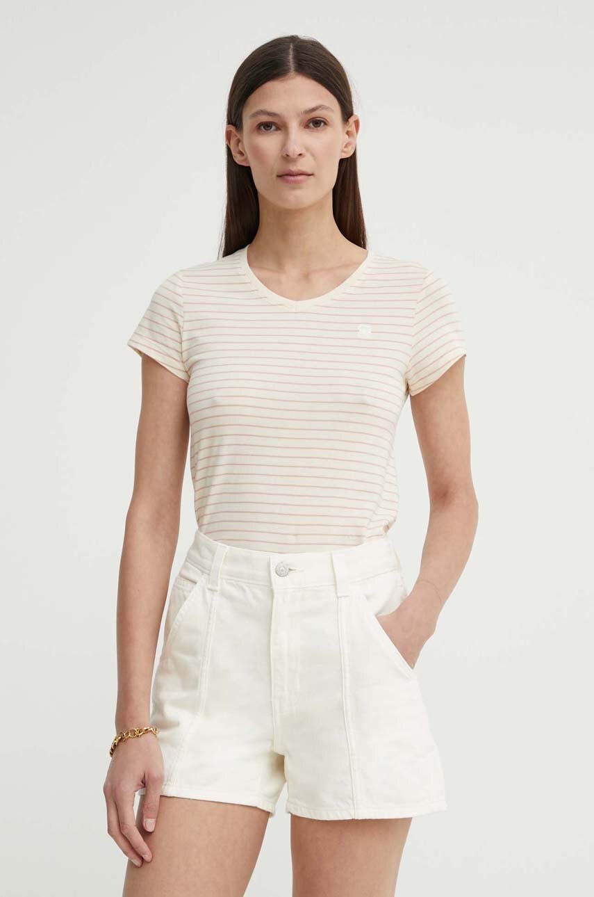 G-Star tricou din bumbac femei, culoarea bej