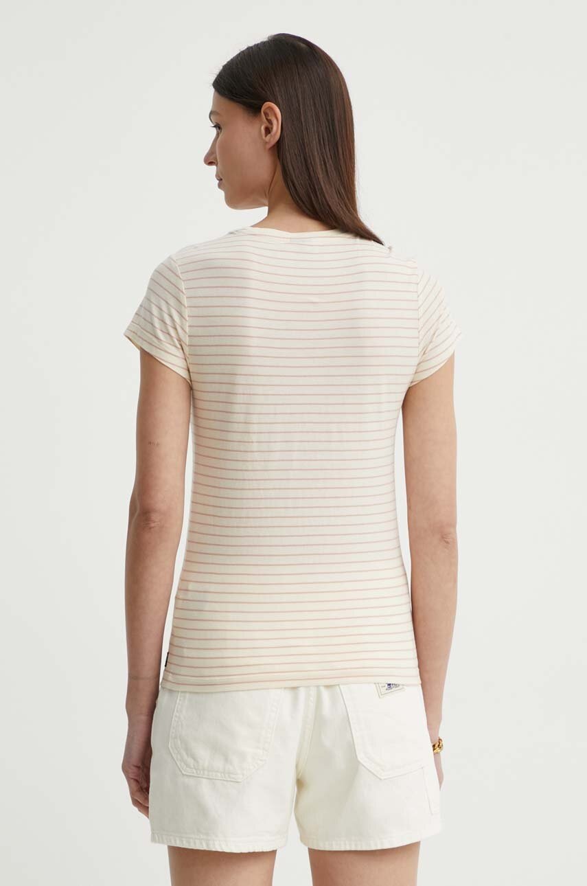 Βαμβακερό μπλουζάκι G-Star γυναικείο, χρώμα: μπεζ φωτογραφία