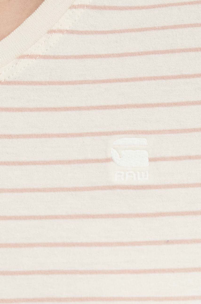 Βαμβακερό μπλουζάκι G-Star γυναικείο, χρώμα: μπεζ φωτογραφία