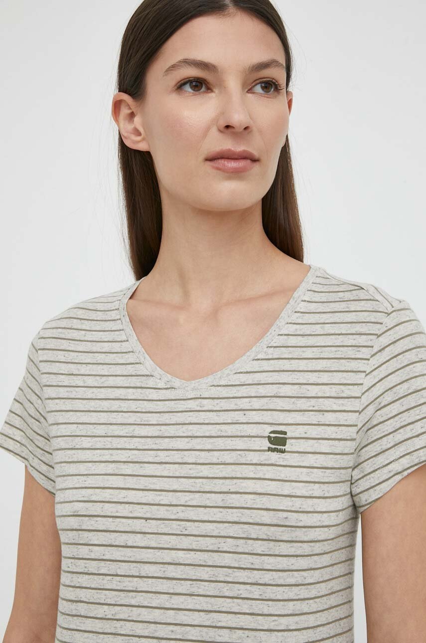 Βαμβακερό μπλουζάκι G-Star γυναικεία, χρώμα: γκρι φωτογραφία