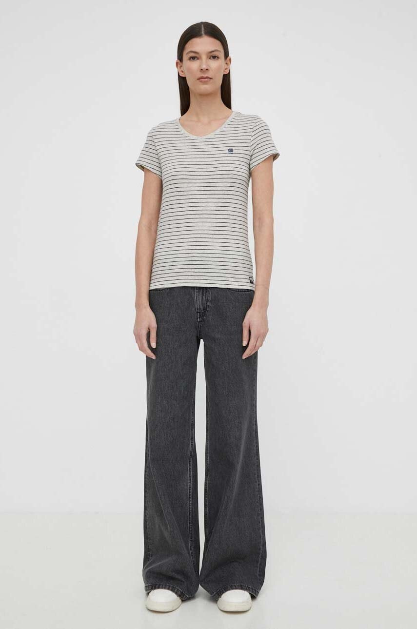 Βαμβακερό μπλουζάκι G-Star γυναικεία, χρώμα: γκρι φωτογραφία