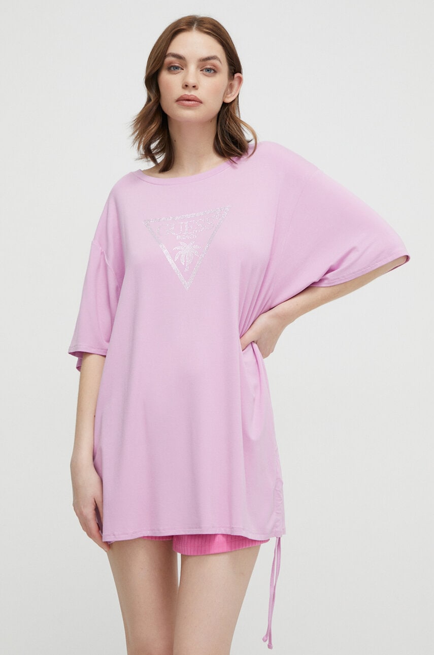 Levně Tričko Guess fialová barva, E4GI00 K68D2