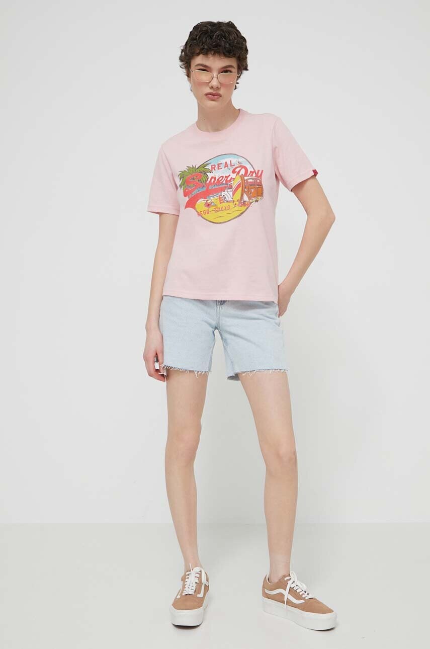 Футболка Superdry жіночий колір рожевий