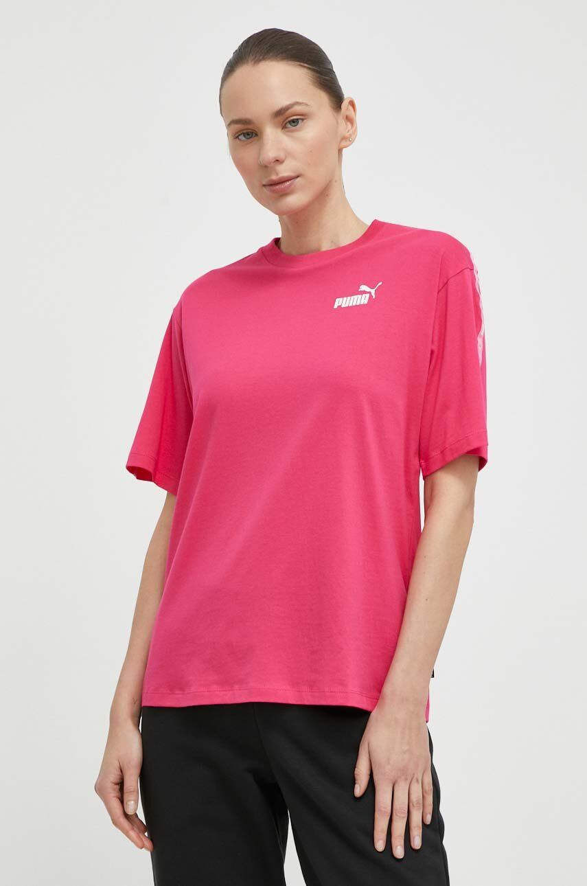 Puma tricou din bumbac femei, culoarea roz, 675994