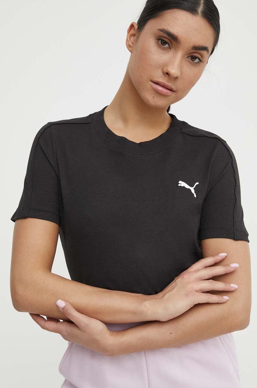 Puma tricou din bumbac HER femei, culoarea negru, 677883