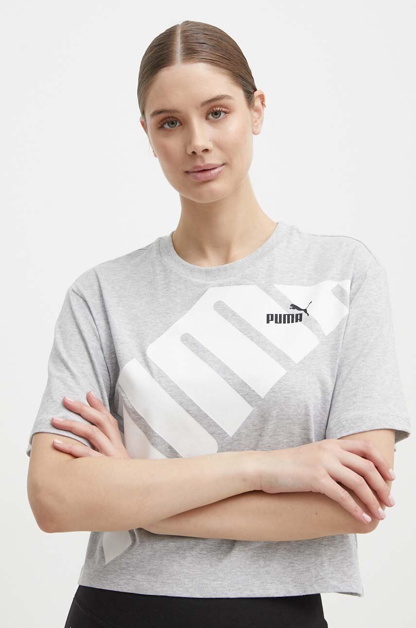 Puma tricou din bumbac POWER femei, culoarea gri, 677896