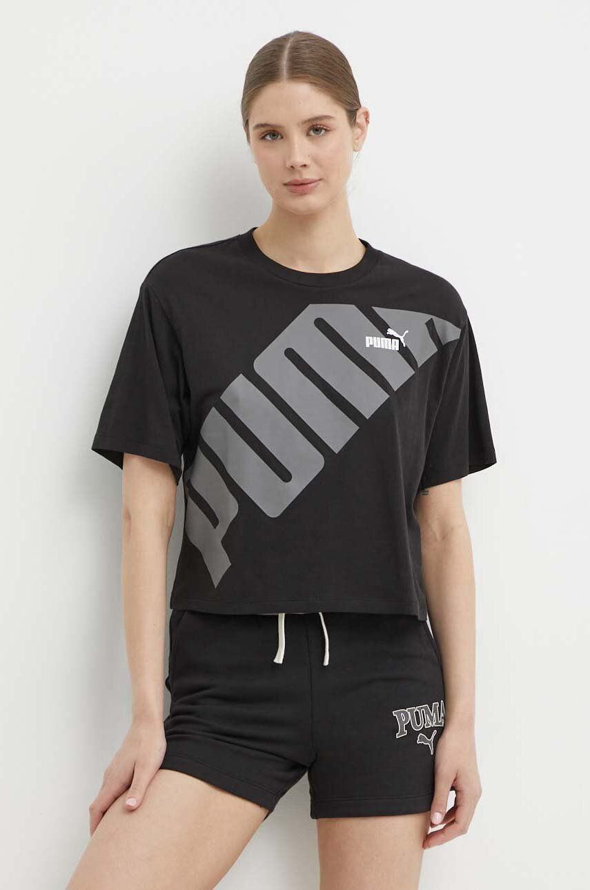Puma tricou din bumbac POWER femei, culoarea negru, 677896