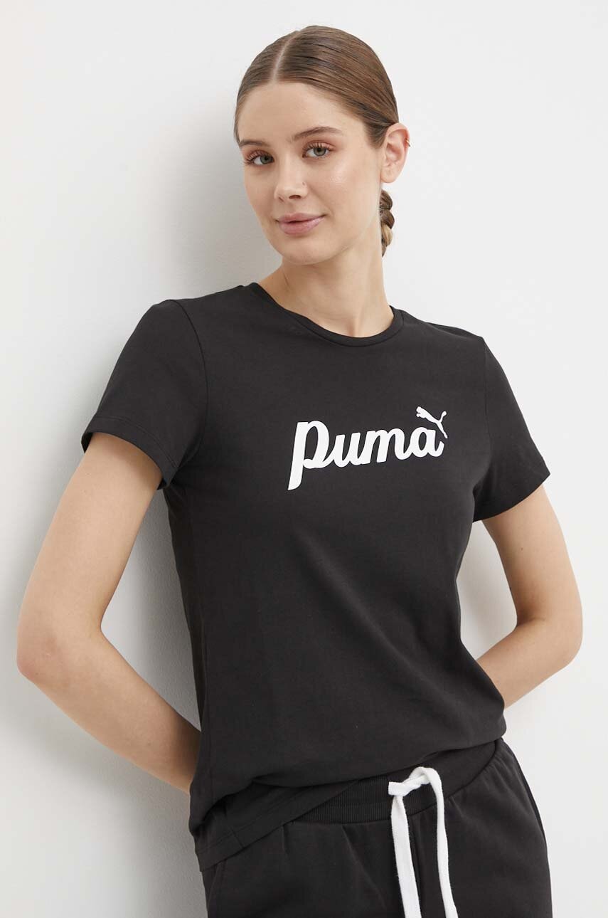 Puma tricou din bumbac femei, culoarea negru, 679315 Puma tricou din bumbac femei, culoarea negru, 679315