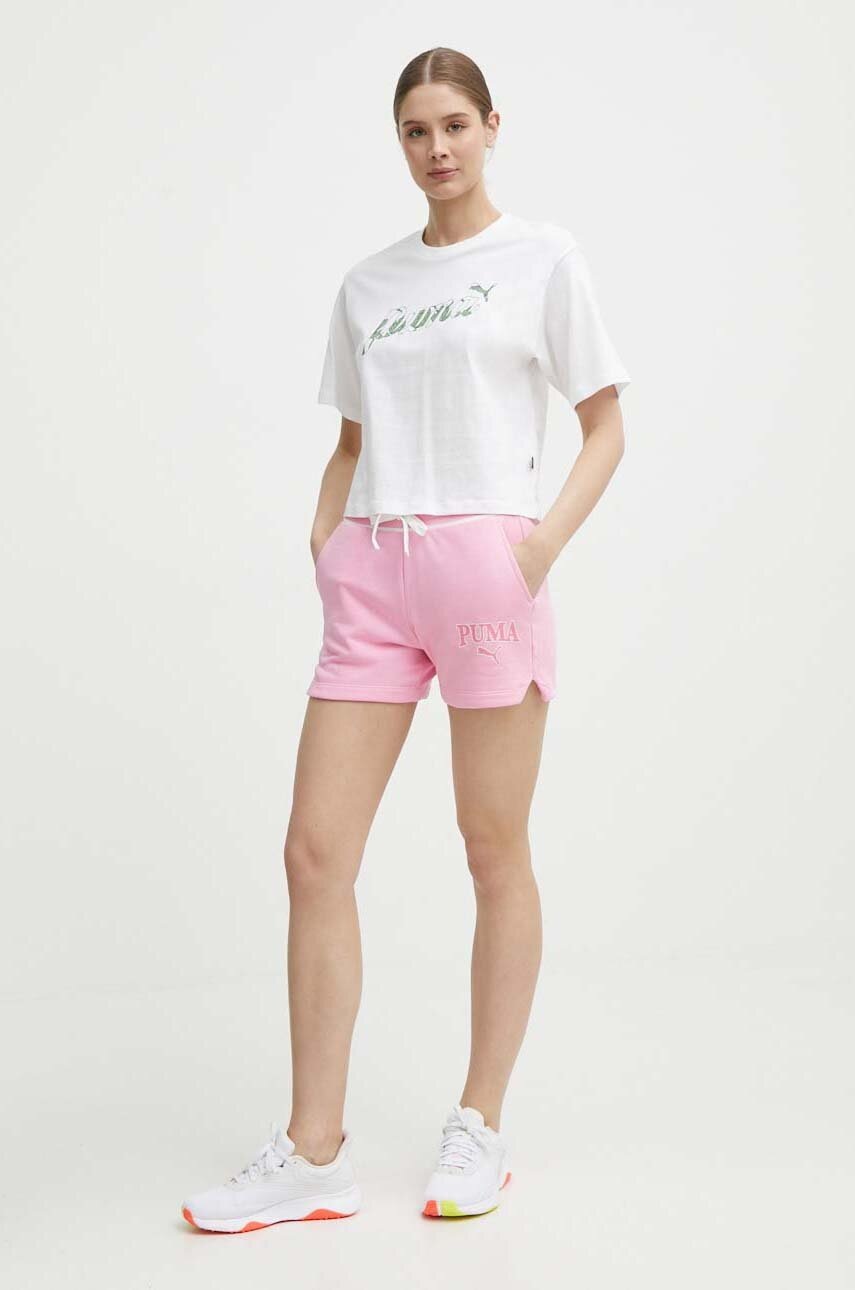 Βαμβακερό μπλουζάκι Puma γυναικείο, χρώμα: άσπρο, 680432 φωτογραφία