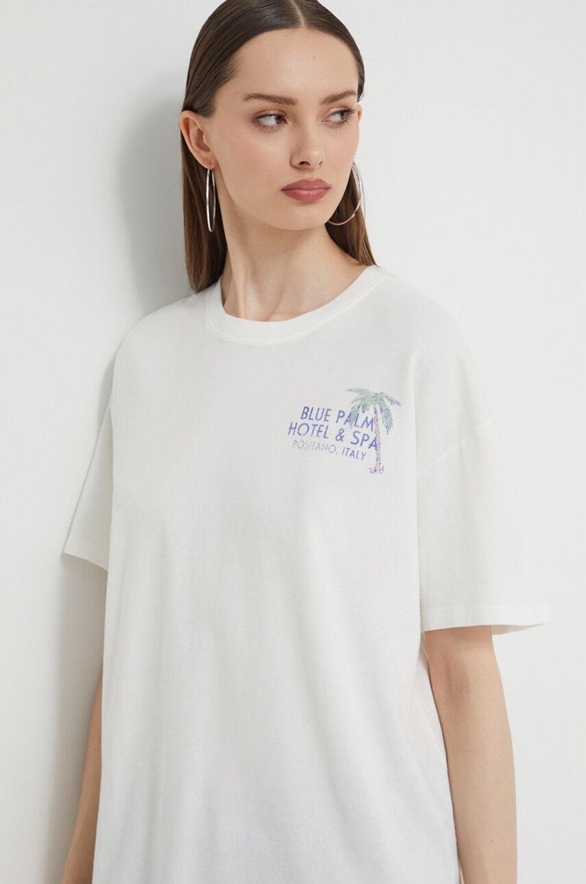 Levně Bavlněné tričko Hollister Co. bílá barva