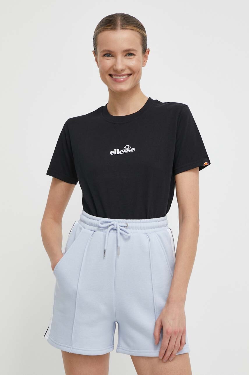 Ellesse tricou din bumbac femei, culoarea negru