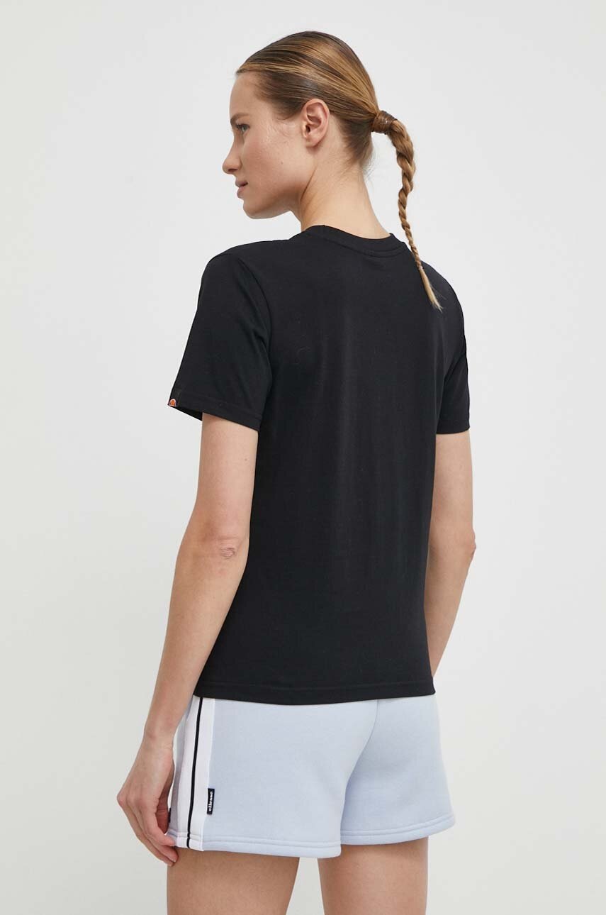 Βαμβακερό μπλουζάκι Ellesse γυναικεία, χρώμα: μαύρο φωτογραφία