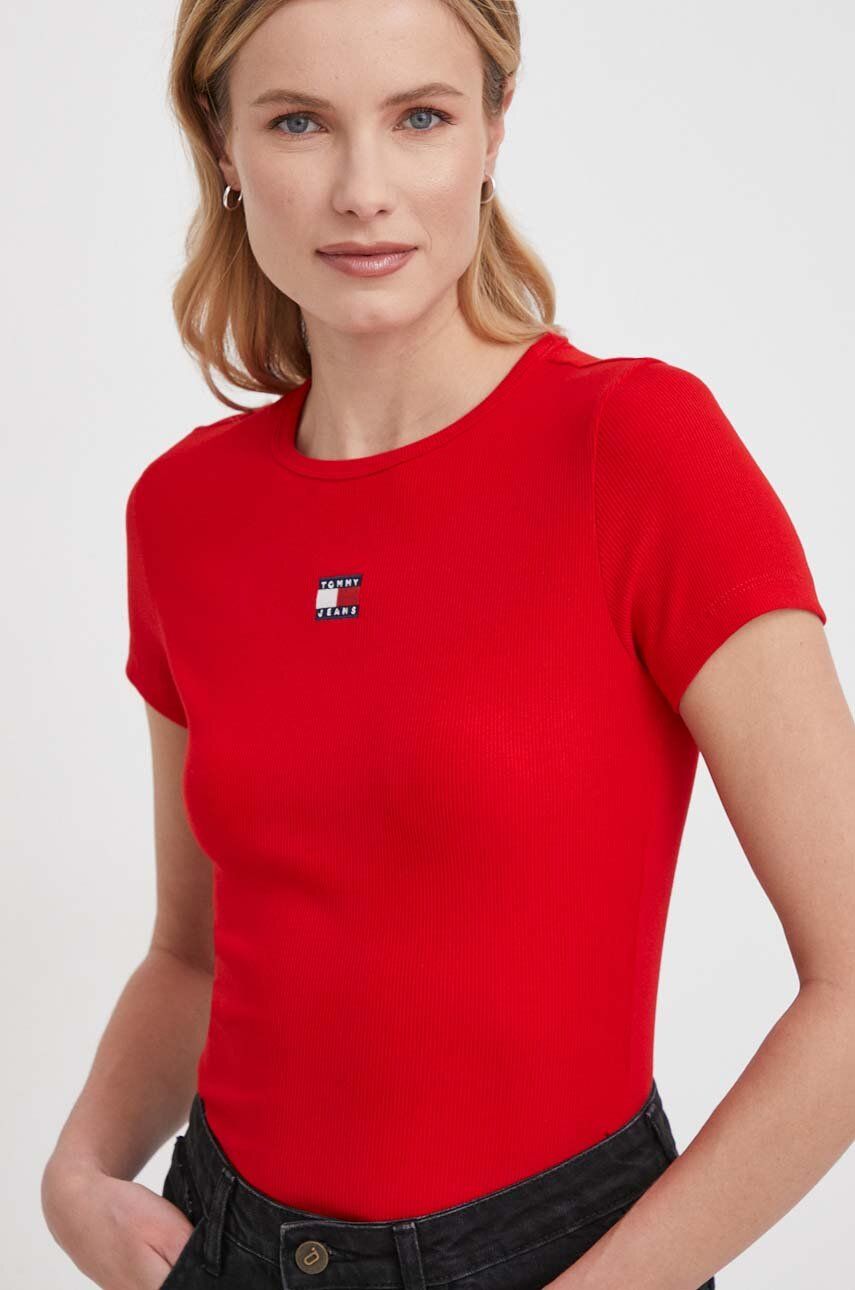 Tommy Jeans tricou femei, culoarea roșu DW0DW17881
