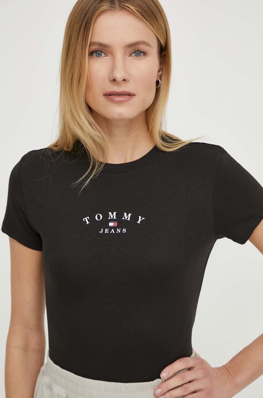 Tommy Jeans tricou femei, culoarea negru DW0DW18140