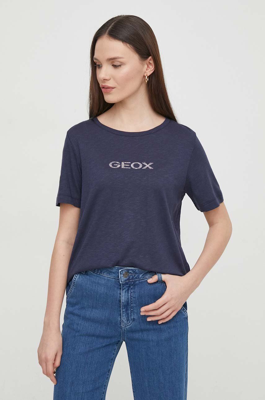 Geox tricou W4510G-T3093 W T-SHIRT femei, culoarea albastru marin