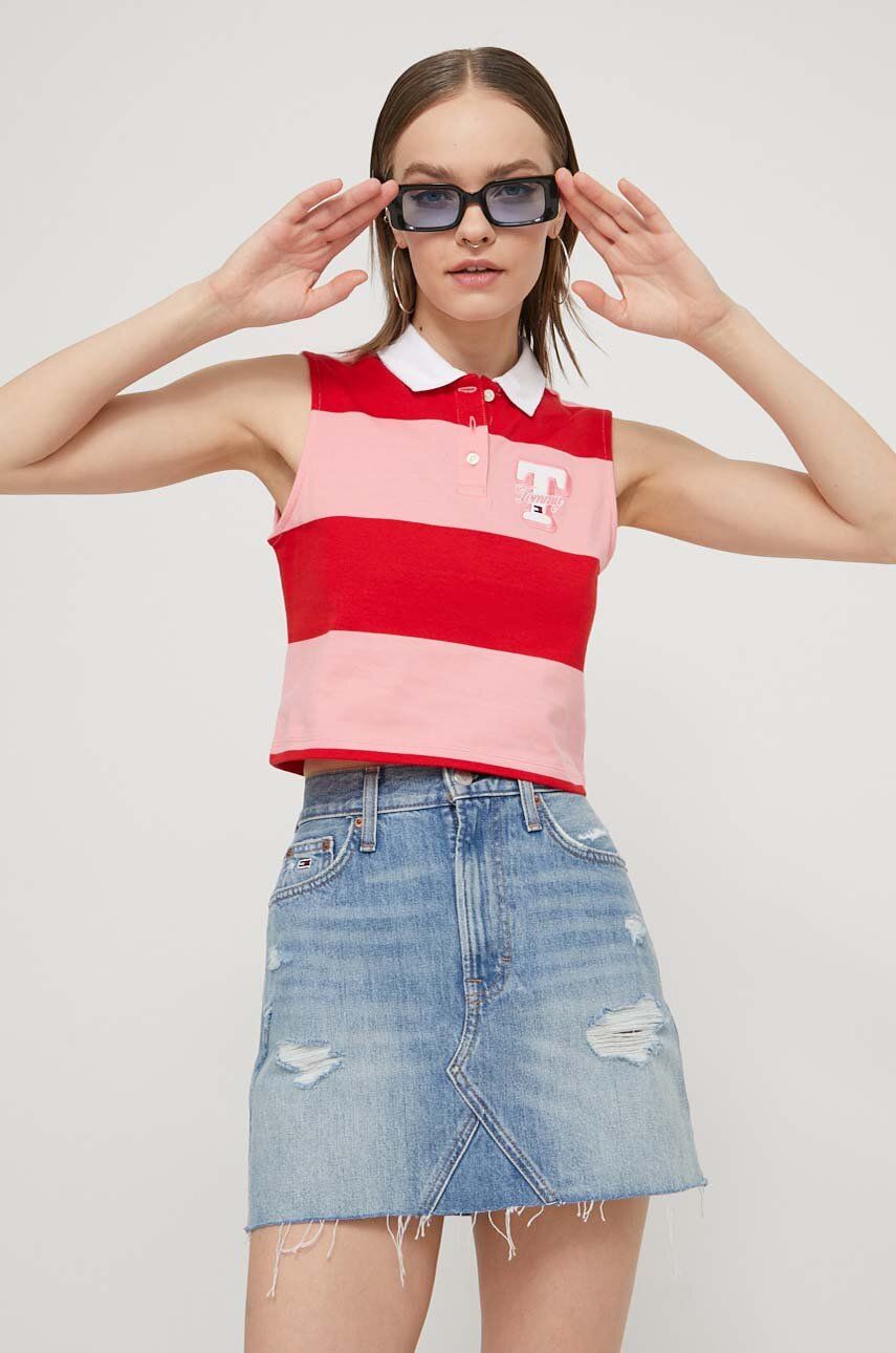 Tommy Jeans top din bumbac culoarea roșu DW0DW17764