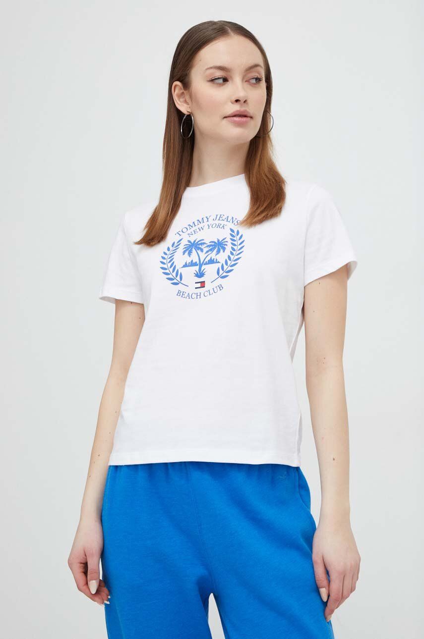 Levně Bavlněné tričko Tommy Jeans bílá barva, DW0DW17835