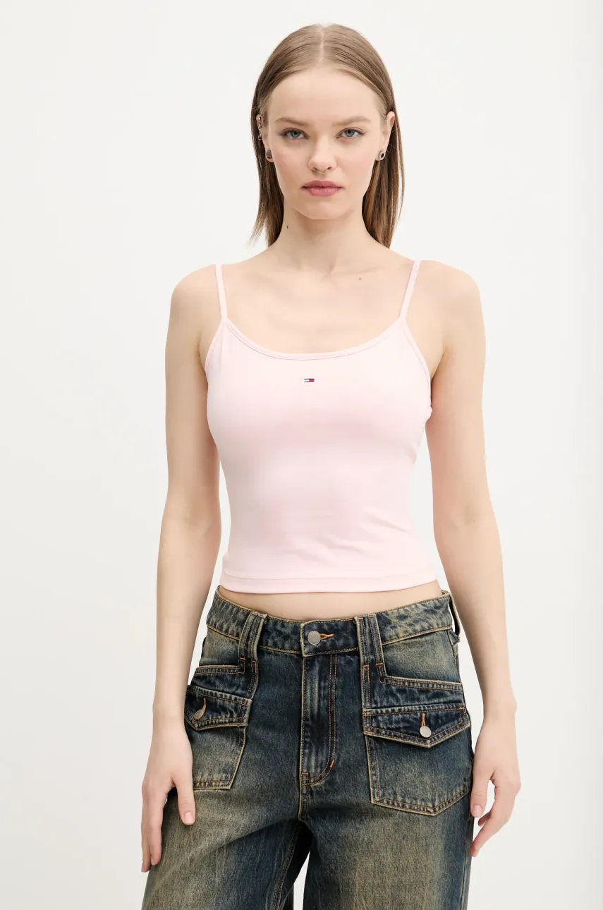 Топ Tommy Jeans 2 шт женский цвет розовый Топ Tommy Jeans 2 шт женский цвет розовый