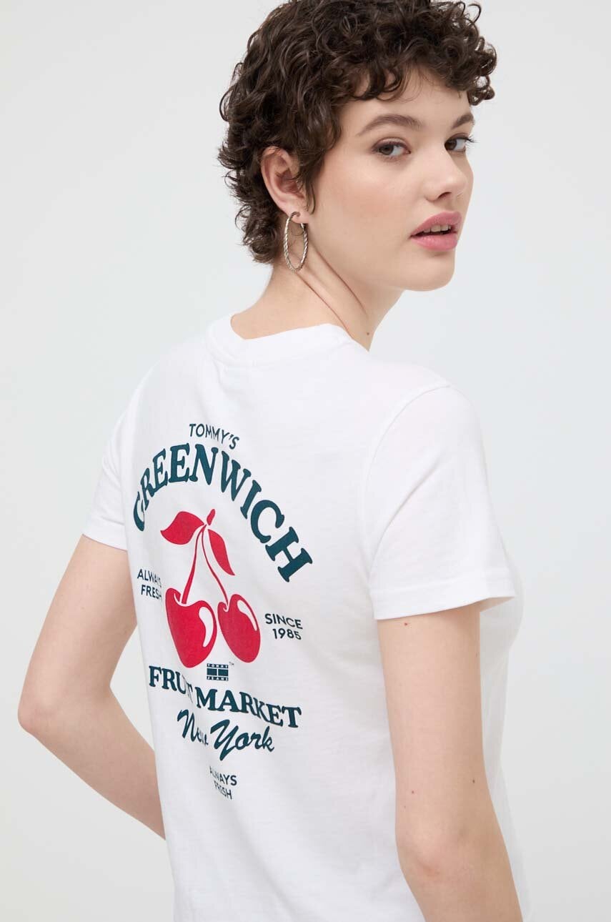 Tommy Jeans tricou din bumbac femei, culoarea alb DW0DW17820 Tommy Jeans tricou din bumbac femei, culoarea alb DW0DW17820
