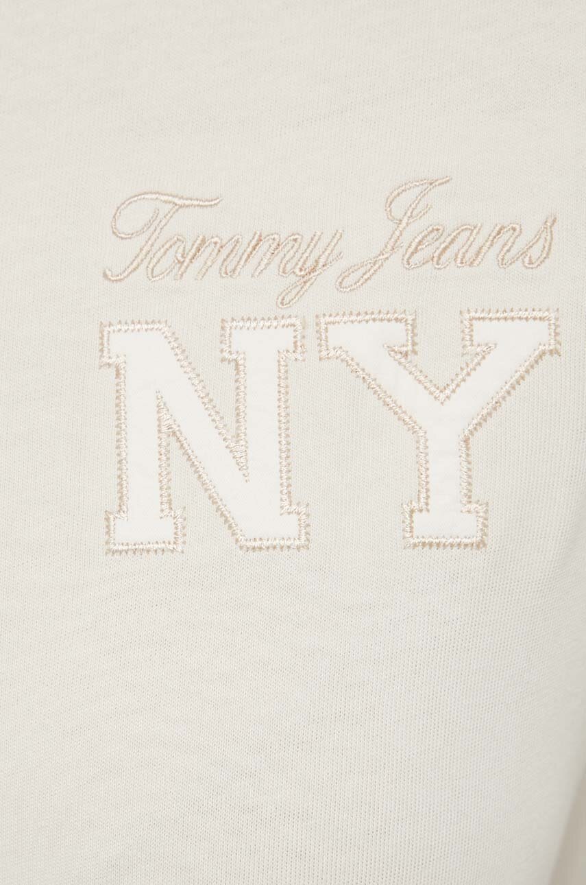 Бавовняна футболка Tommy Jeans жіночий колір бежевий 