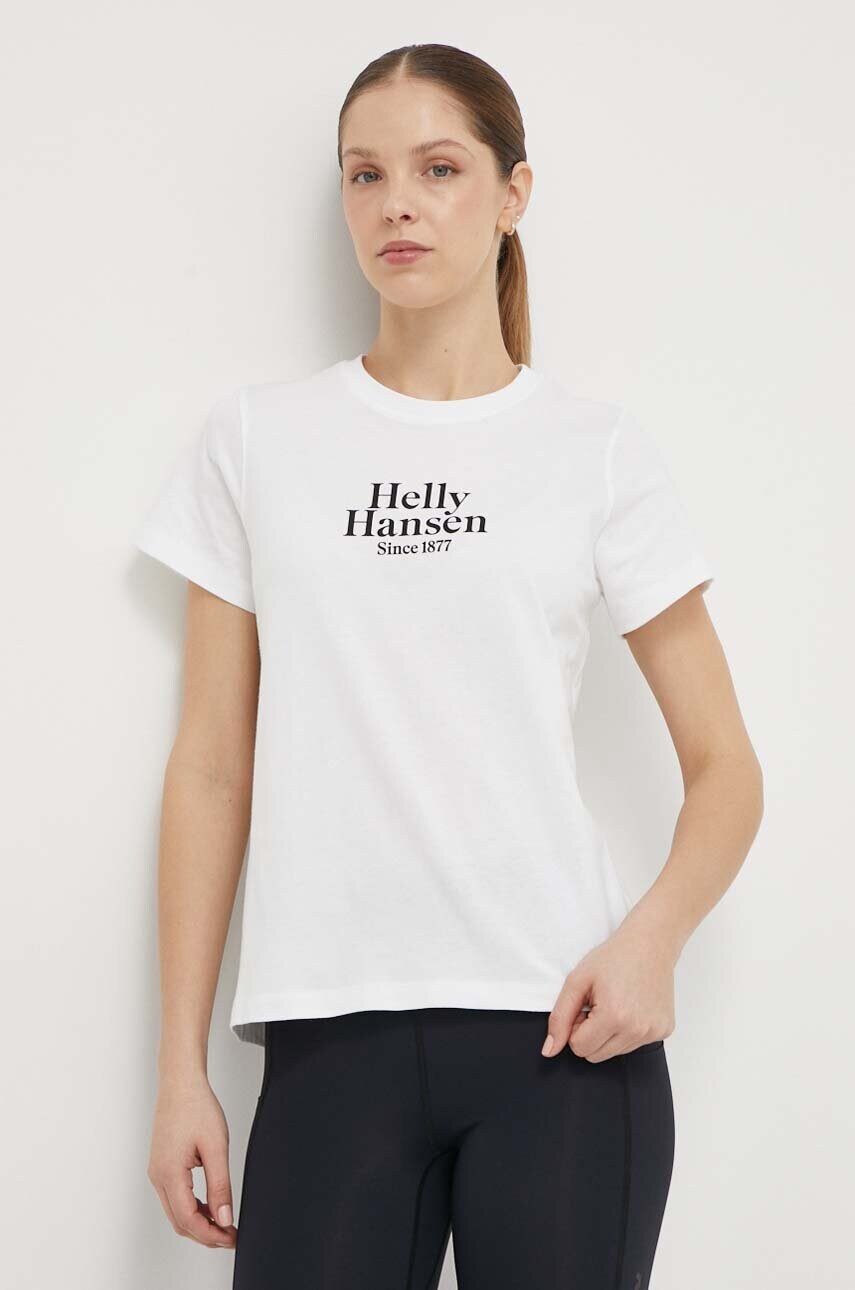 Helly Hansen tricou din bumbac femei, culoarea alb Helly Hansen tricou din bumbac femei, culoarea alb