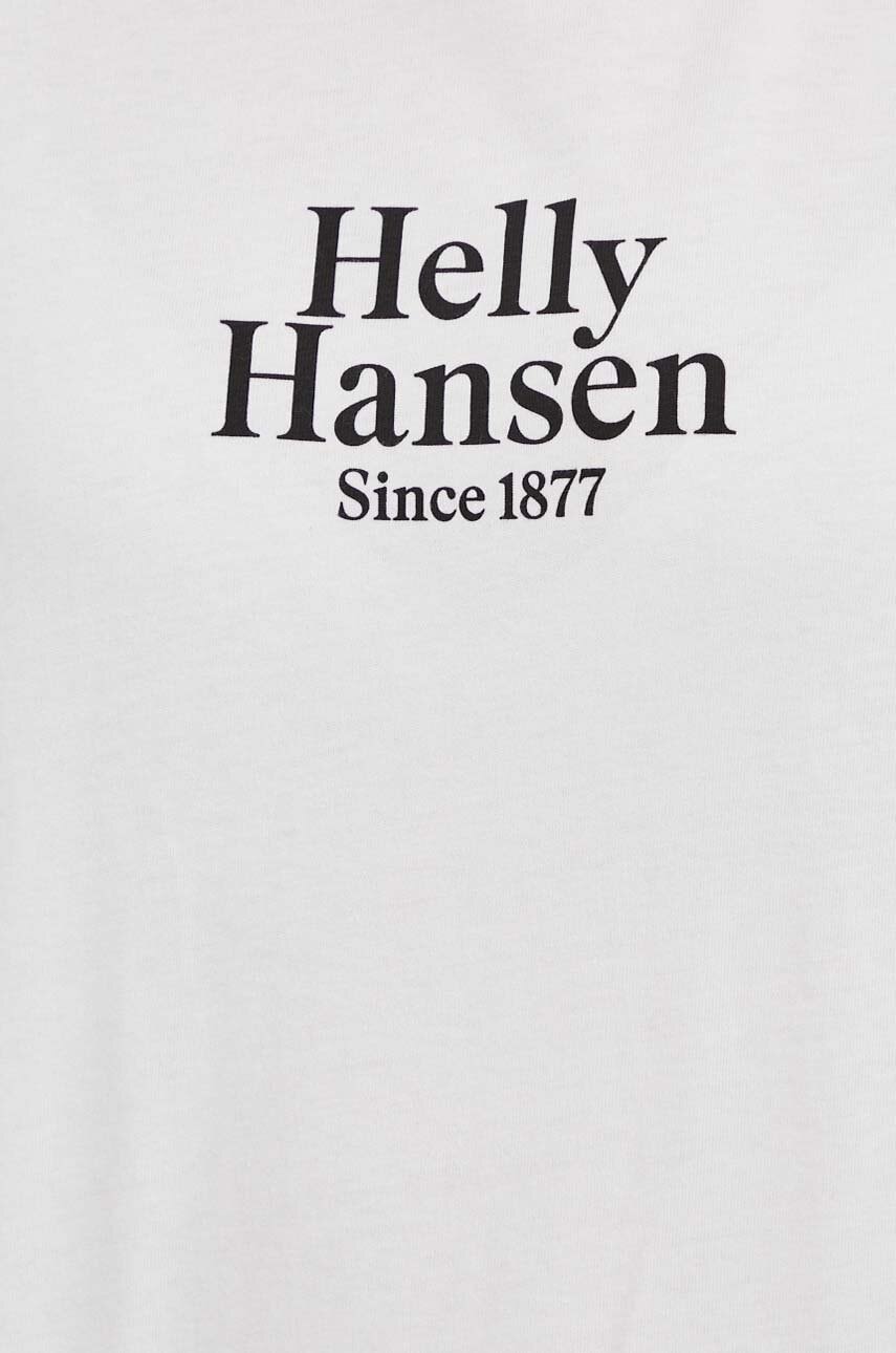 Βαμβακερό μπλουζάκι Helly Hansen γυναικεία, χρώμα: άσπρο φωτογραφία