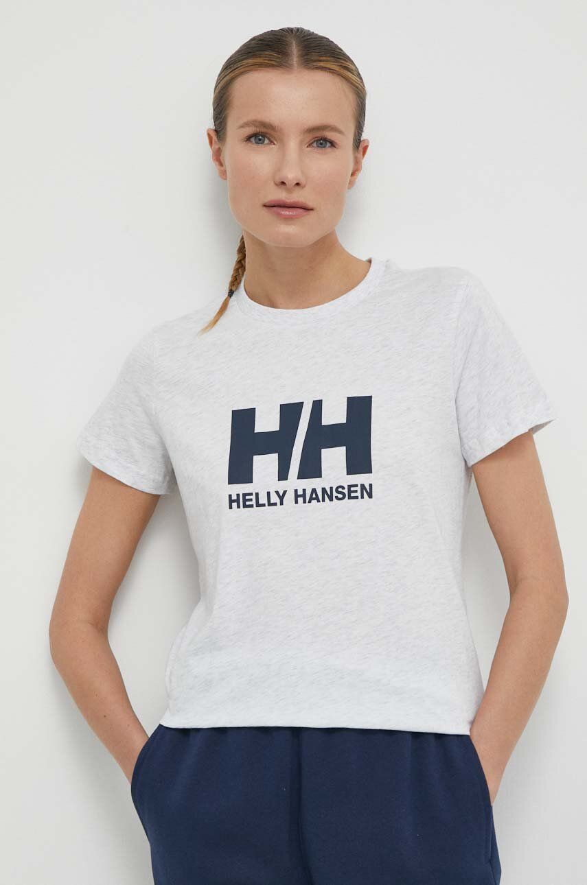 Pamučna Majica Helly Hansen Za žene, Boja: Siva