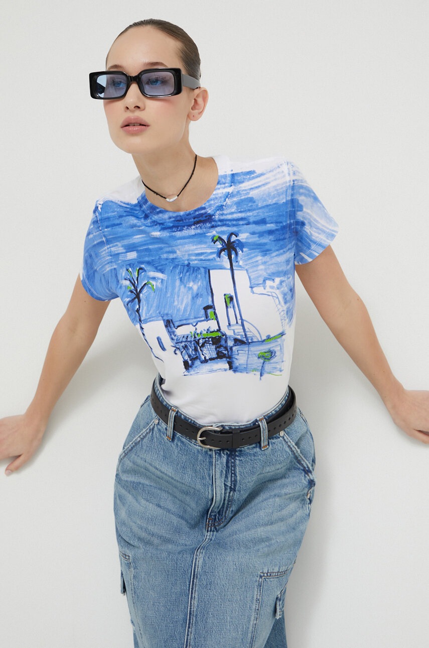

Тениска Desigual FEZ в бяло, Бял