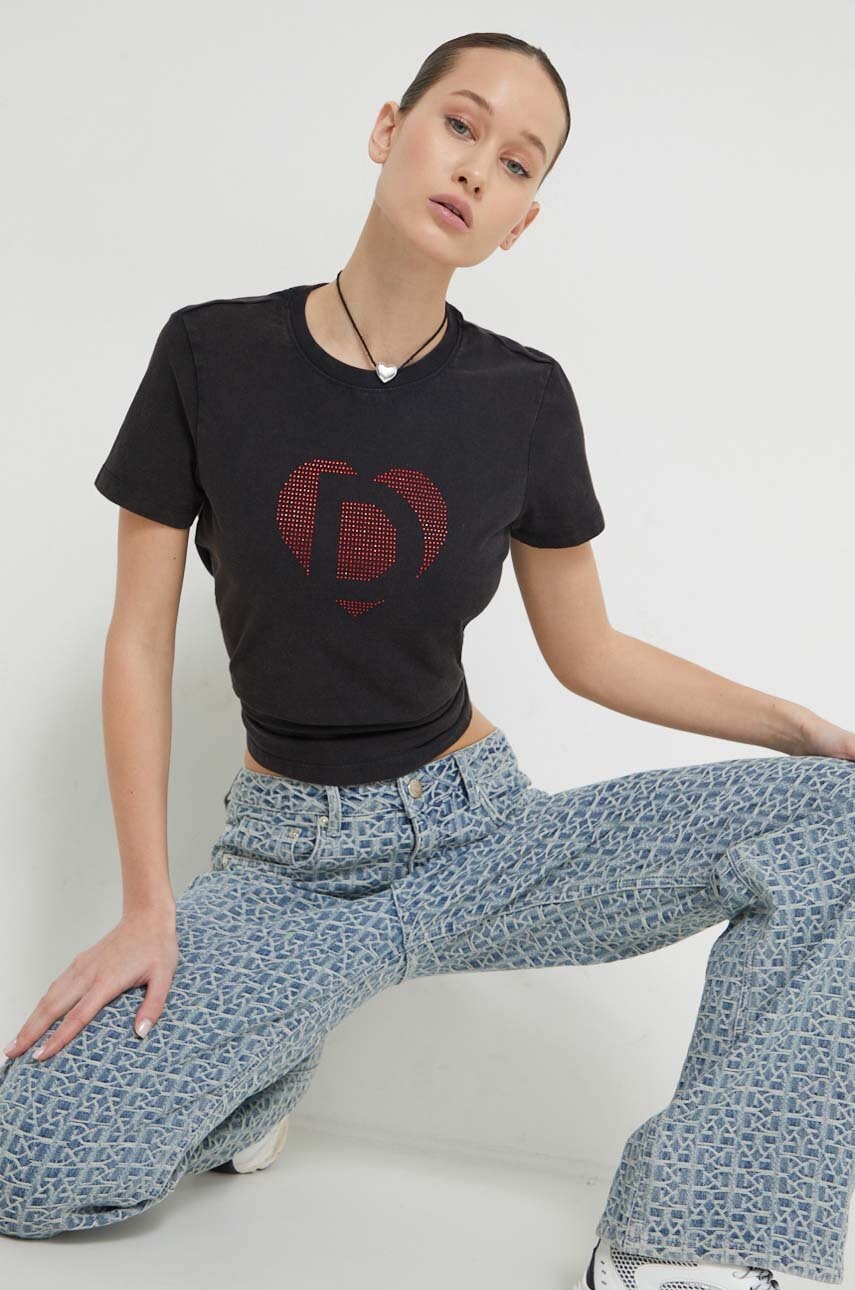 Desigual tricou femei, culoarea negru