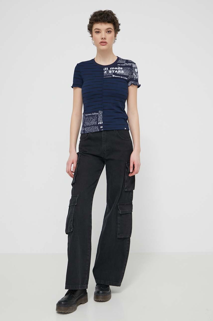 Μπλουζάκι Desigual χρώμα: ναυτικό μπλε φωτογραφία