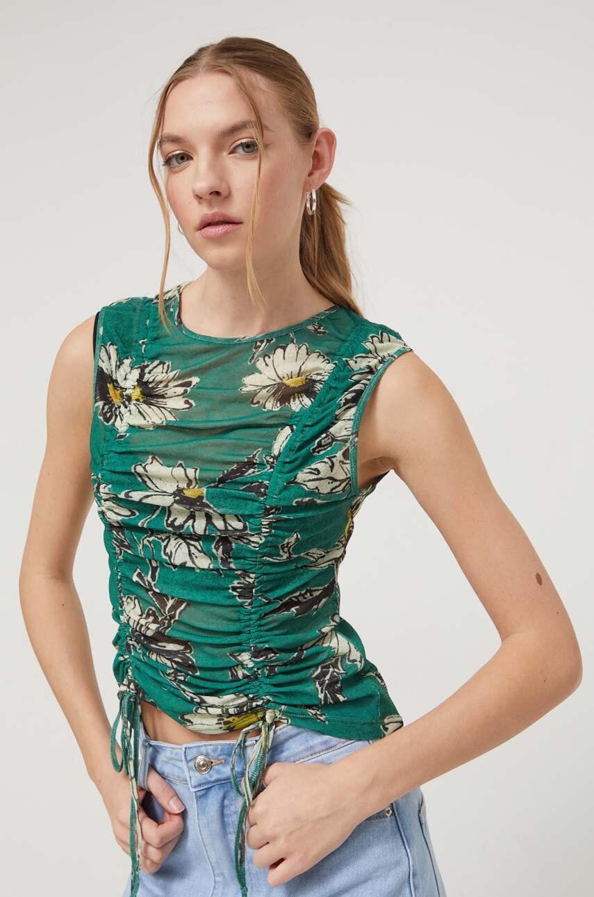 Desigual top femei, culoarea verde