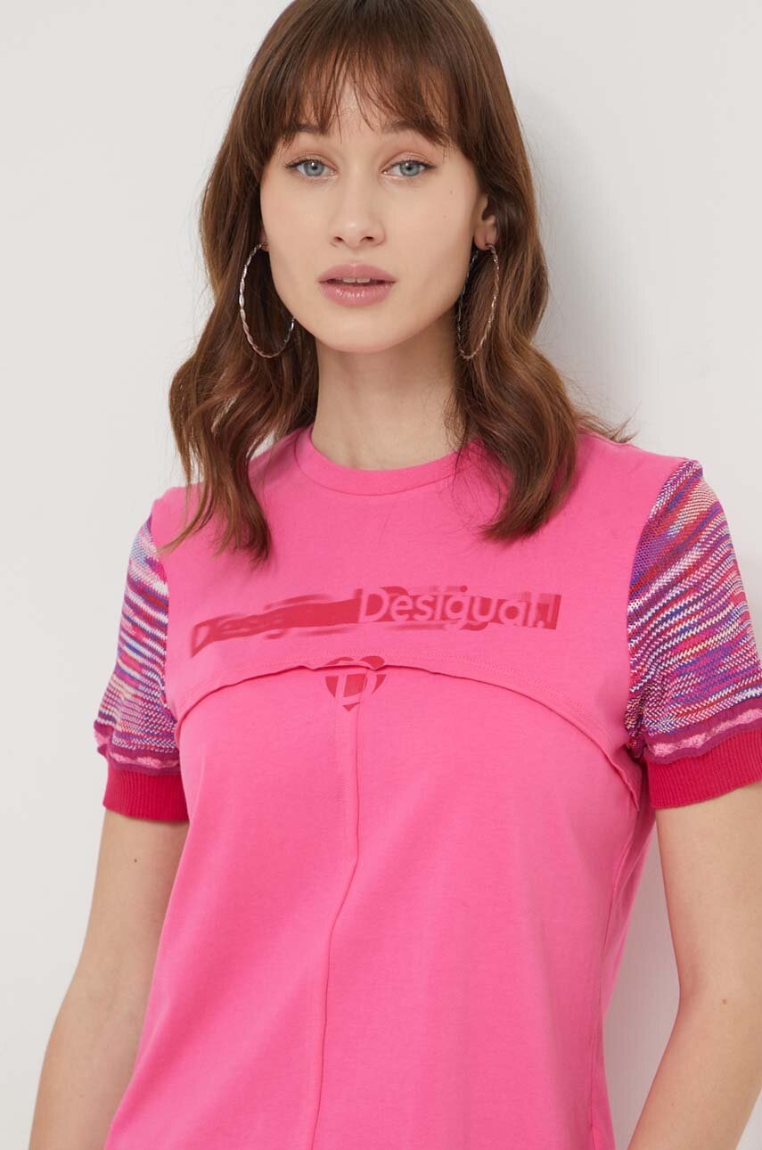 Desigual tricou femei, culoarea roz