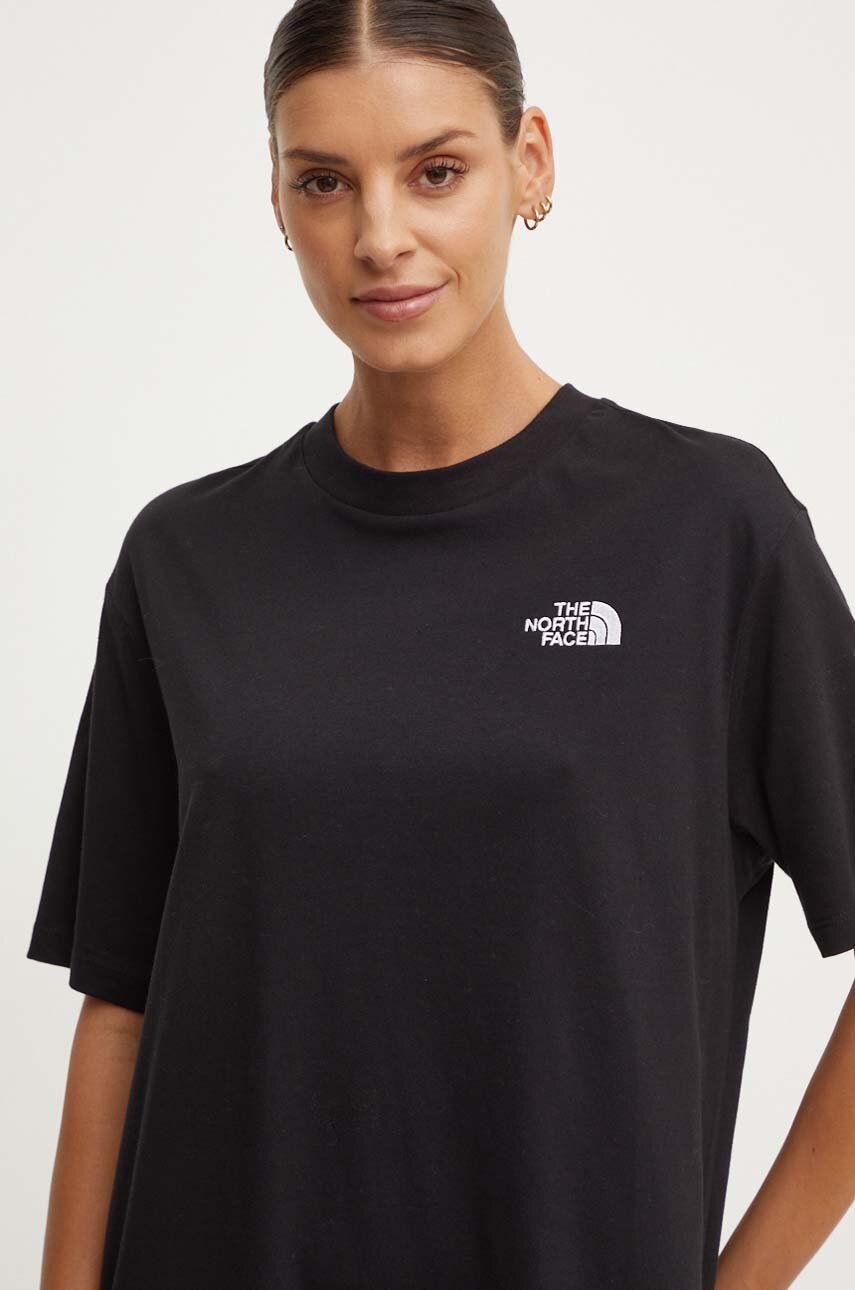 Βαμβακερό μπλουζάκι The North Face W S/S Essential Oversize Tee γυναικείο, χρώμα: μαύρο, NF0A87NQJK31 φωτογραφία